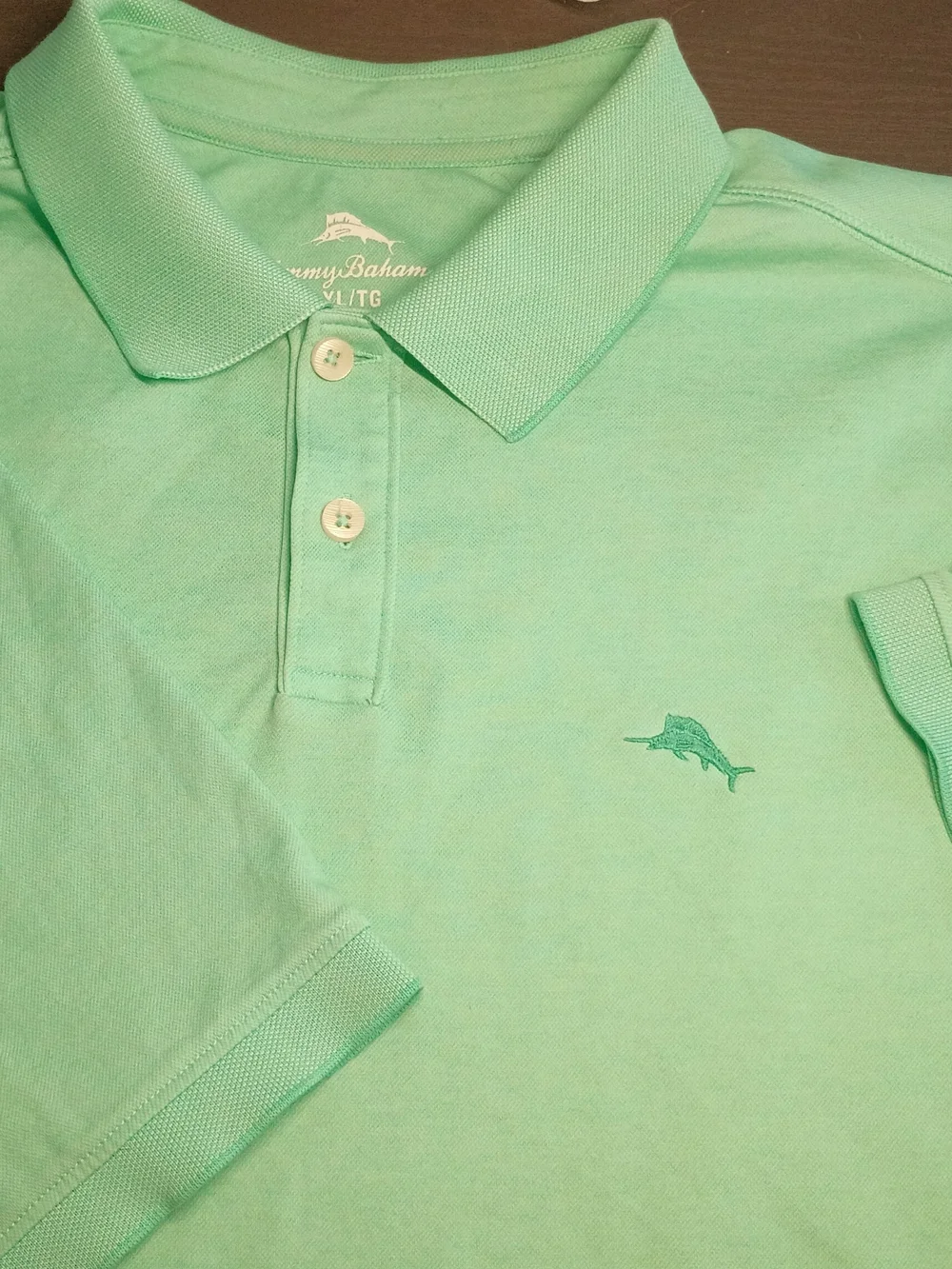 Tommy Bahama Seafoam Green Polo with Embroidered Marlin Logo. Men's XL Like NEW!